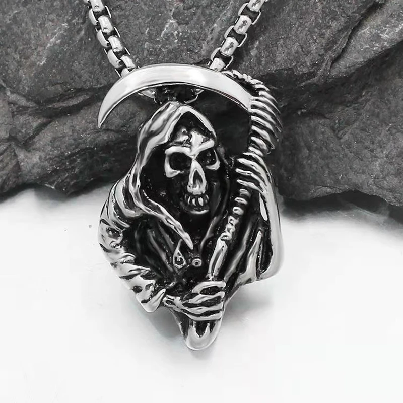 Fashion jewelry new skull death sickle pendant necklace personality domineering punk style luxury jewelry gift
Fashion jewelry new skull death sickle pendant necklace personality domineering punk style luxury jewelry gift