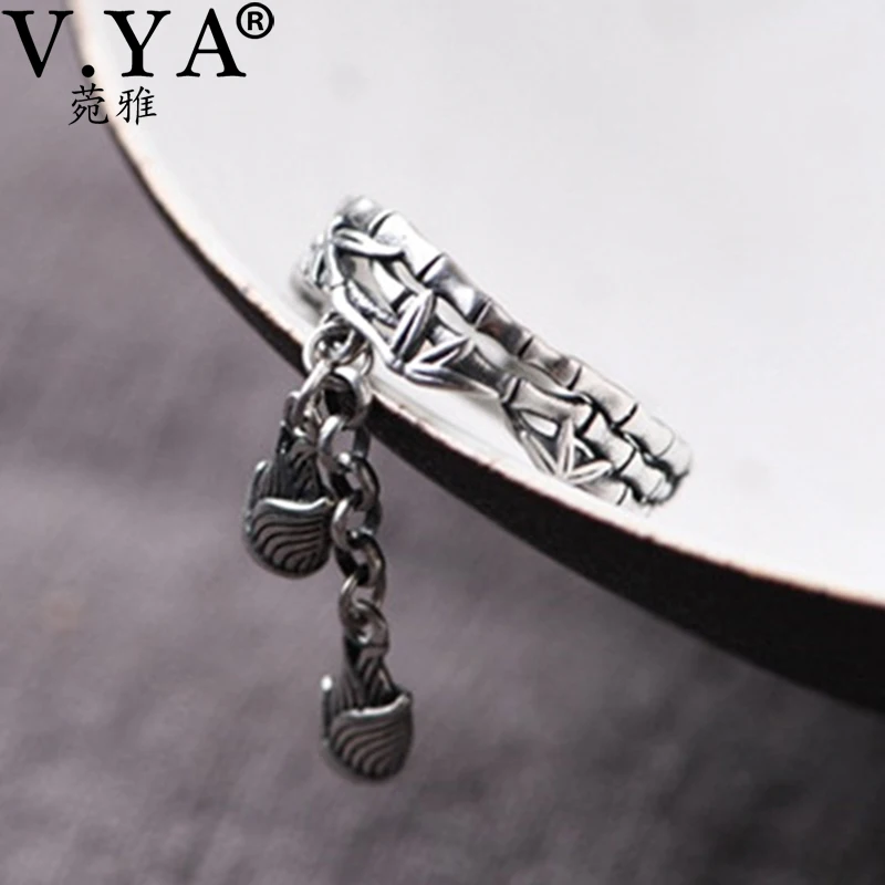 V.YA Real 925 Sterling Silver Vintage Bamboo Shoots Tassel Open Ring Double Design Women's Rings Fine Fashion Punk Jewelry
V.YA Real 925 Sterling Silver Vintage Bamboo Shoots Tassel Open Ring Double Design Women's Rings Fine Fashion Punk Jewelry