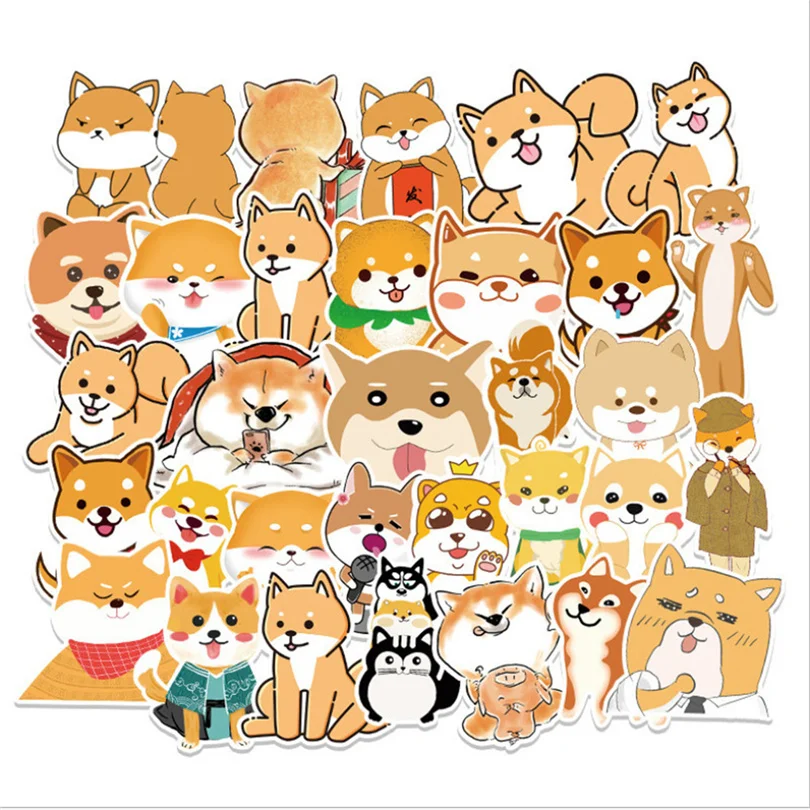 

10/30/50PCS 2021 Cute Cartoon Shiba Inu Graffiti Decoration Suitcase Guitar Waterproof Sticker Toy Wholesale