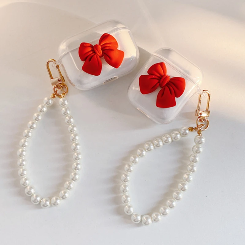 3D Transparent bow pearl bracelet keychain hard Earphone case for apple airpods 1 2 airpods pro 3 Wireless Headset cute cover 
3D Transparent bow pearl bracelet keychain hard Earphone case for apple airpods 1 2 airpods pro 3 Wireless Headset cute cover