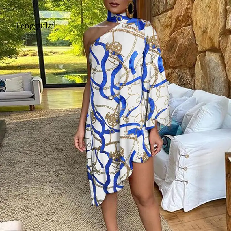 Vintage Women's Autumn Irregular dress sexy Halter One-shoulder club party Dress elegant Long Sleeve Print Dress vestido 
Vintage Women's Autumn Irregular dress sexy Halter One-shoulder club party Dress elegant Long Sleeve Print Dress vestido