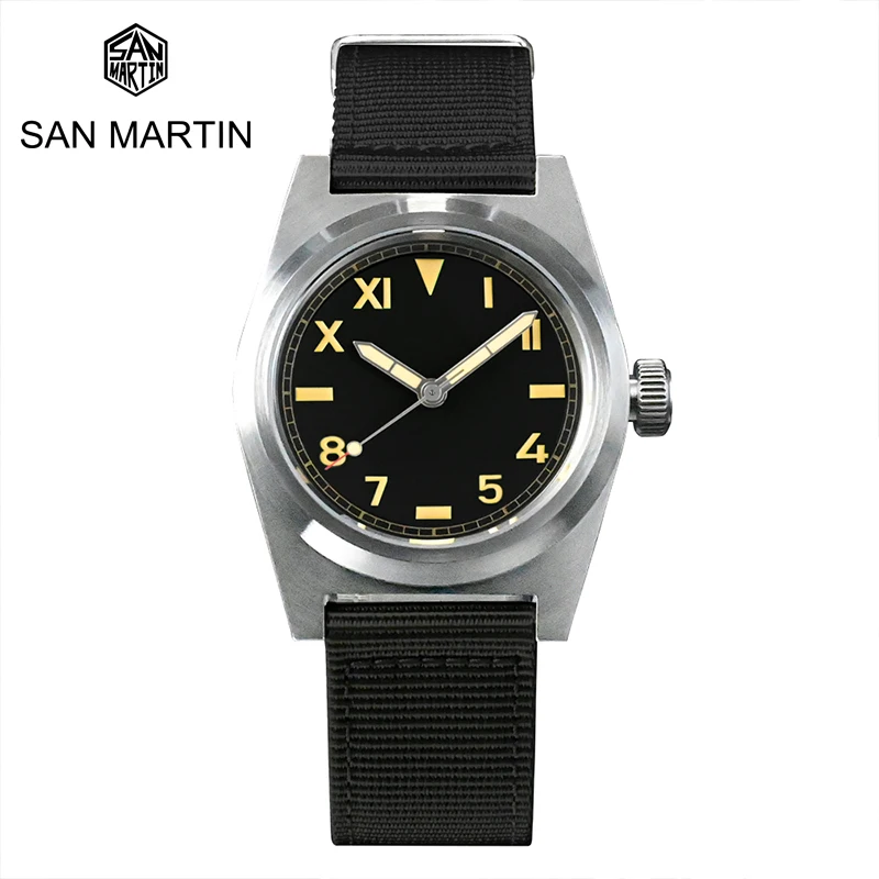San Martin Pilot Watch NH35 38mm Dial Vintage Military sports Watch Automatic Mechanical Men Watch Nylon Strap 20Bar water proof
San Martin Pilot Watch NH35 38mm Dial Vintage Military sports Watch Automatic Mechanical Men Watch Nylon Strap 20Bar water proof