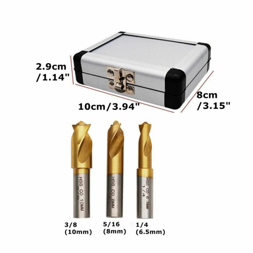 3 Pcs Drill Bit Cutter Weld Coating Titanium Removable Non-Slip HSS W/ Box For Glass Tile Wood Metal Drilling Electric Tools Kit
3 Pcs Drill Bit Cutter Weld Coating Titanium Removable Non-Slip HSS W/ Box For Glass Tile Wood Metal Drilling Electric Tools Kit