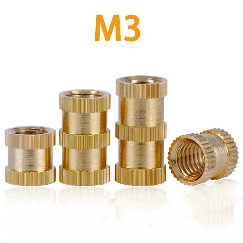 

50Pcs M3 Brass Knurl Insert Nut Female Thread Copper Molding Knurled Threaded Nuts for 3D Printer