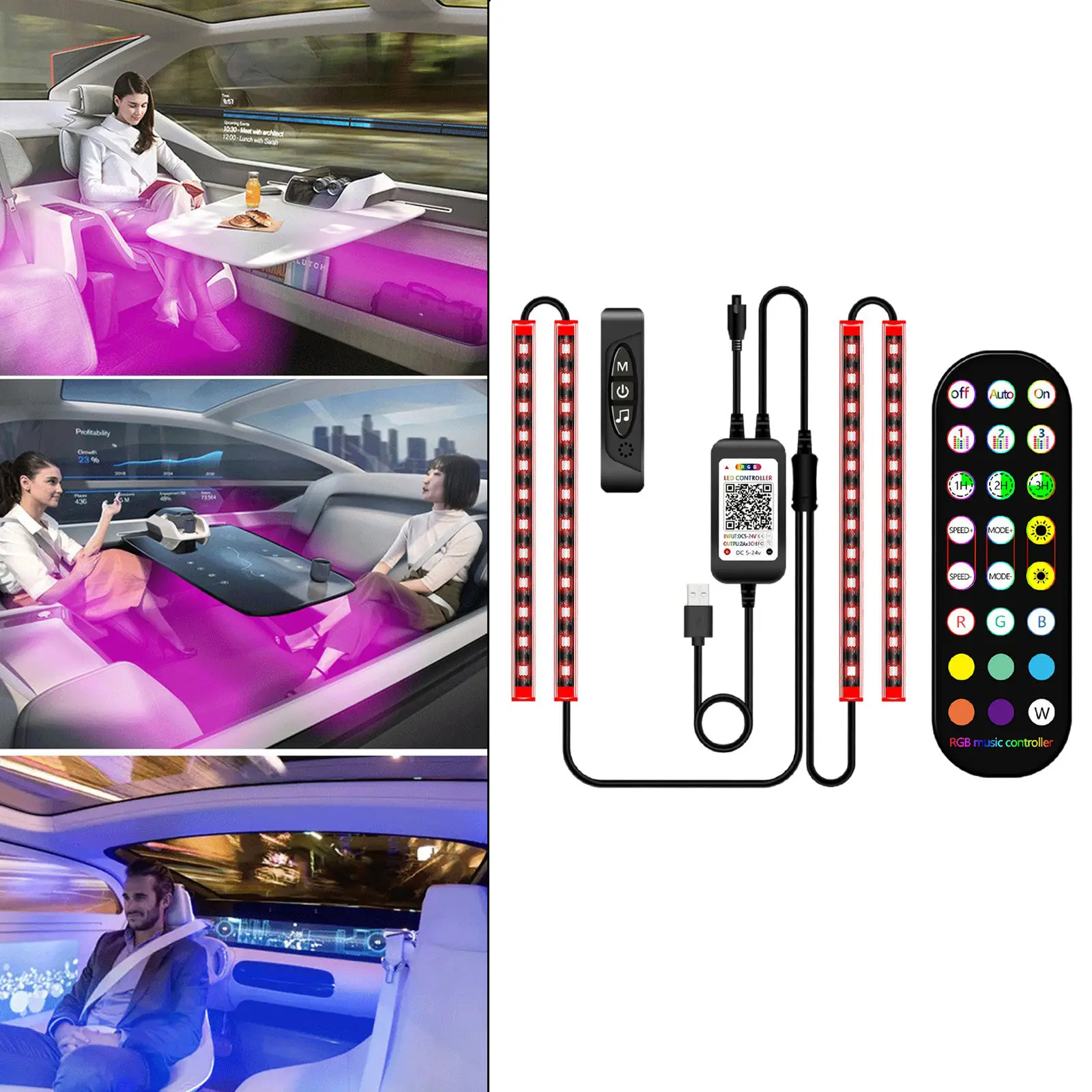 Car Interior Lights Decoration 48LED Wireless Dashboard Lighting Kit Atmosphere Light Floor Strip Lamp for Car Lighting Dating
Car Interior Lights Decoration 48LED Wireless Dashboard Lighting Kit Atmosphere Light Floor Strip Lamp for Car Lighting Dating