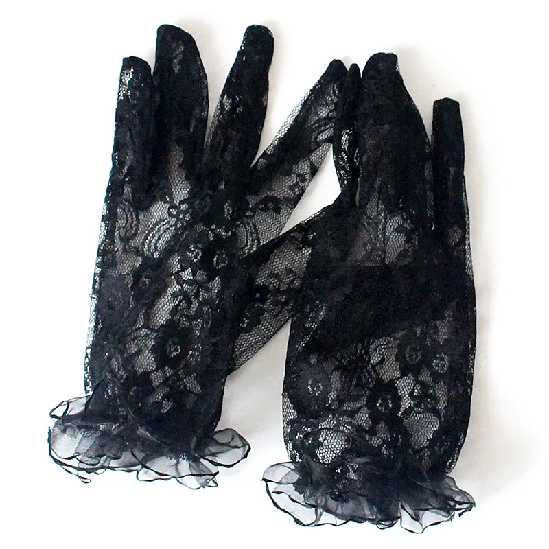 Женские кружевные перчатки черные вечерние для невесты защиты от солнца|Женские