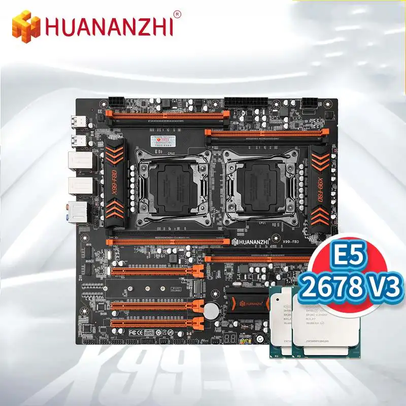 Материнская плата HUANANZHI X99 F8D Intel Dual с процессором XEON E5 2678 V3 * 2 комбинированный
