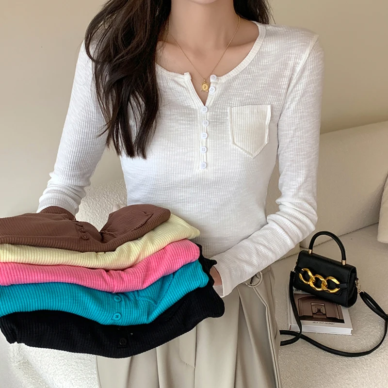 Women T Shirt Long Sleeve White Tee Shirt Femme Female Slim Ribbed Sexy Deep V Neck Tops Knitted Fashion Clothes Spring Autumn
Women T Shirt Long Sleeve White Tee Shirt Femme Female Slim Ribbed Sexy Deep V Neck Tops Knitted Fashion Clothes Spring Autumn
