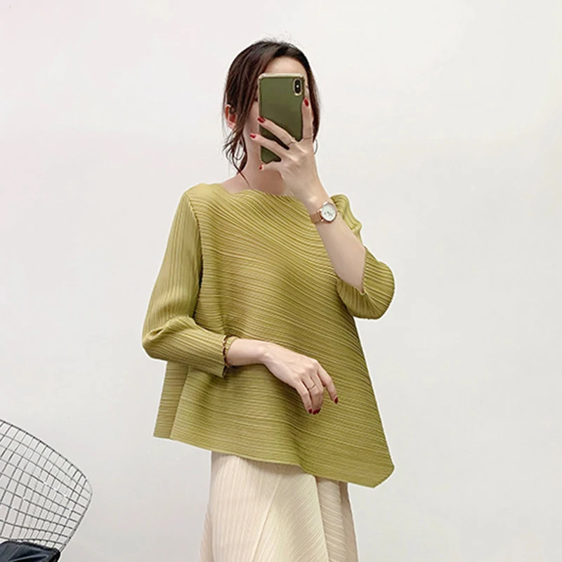CHICEVER Solid T Shirt For Women O Neck Three Quarter Sleeve Loose Ruched Oversized Casual T Shirts Female 2021 Spring Clothing
CHICEVER Solid T Shirt For Women O Neck Three Quarter Sleeve Loose Ruched Oversized Casual T Shirts Female 2021 Spring Clothing
