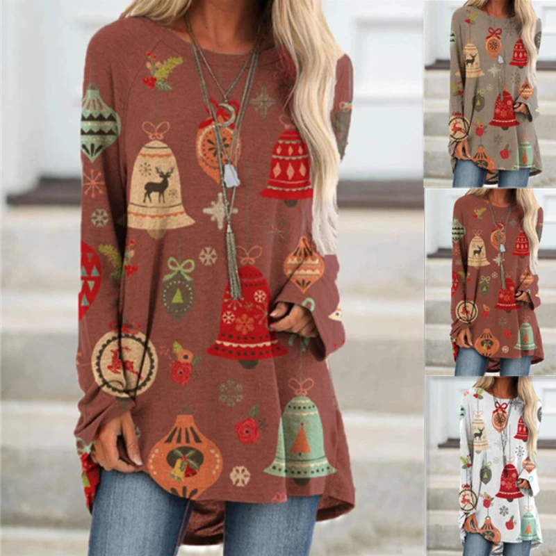 Women's T-shirt 2021 Round Neck Fashion Long Sleeve Hot Sale Print Big Sleeve Pullover For Christmas Party
Women's T-shirt 2021 Round Neck Fashion Long Sleeve Hot Sale Print Big Sleeve Pullover For Christmas Party