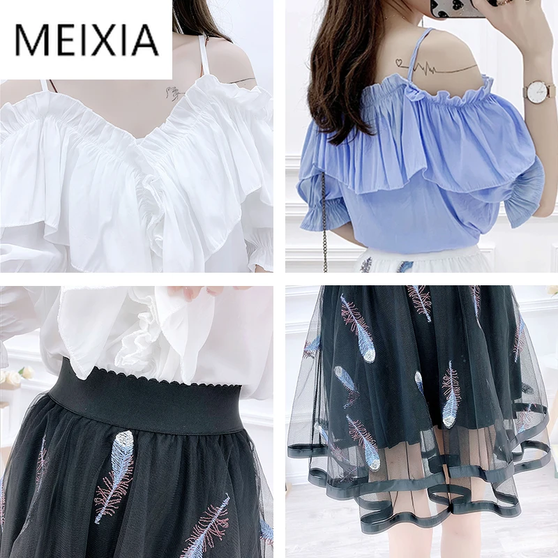 MEIXIA Summer Two piece set Casual Ruffles Strapless Solid Elegant Top + Skirt Mesh Embroidery Print Fashion Set 2 Piece Set 
MEIXIA Summer Two piece set Casual Ruffles Strapless Solid Elegant Top + Skirt Mesh Embroidery Print Fashion Set 2 Piece Set