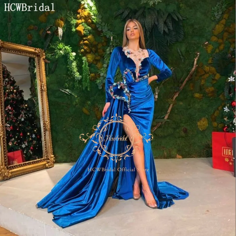 Long Sleeve Arabic Evening Dress Mermaid Side Slit Chic Crystal Velour Beauty Pageant Dresses Customize Women Prom Party Gowns
Long Sleeve Arabic Evening Dress Mermaid Side Slit Chic Crystal Velour Beauty Pageant Dresses Customize Women Prom Party Gowns