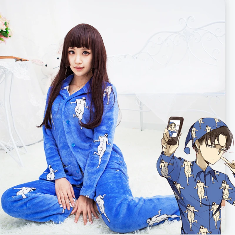 Anime Comic Attack on Titan Blue pajamas Levi Ackerman Uniforms Clothes Suits Full Sets Outfits leisure wears Coral Fleece Hot
Anime Comic Attack on Titan Blue pajamas Levi Ackerman Uniforms Clothes Suits Full Sets Outfits leisure wears Coral Fleece Hot
