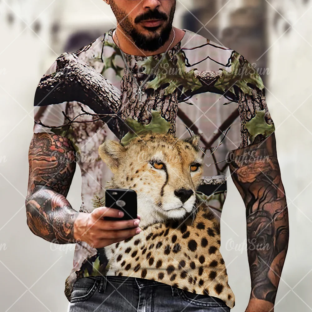 Fashion 3D Printing Forest Camouflage Animal Cheetah Tiger Lion Men's T-shirt Street Trend Personality Wild Loose Oversized Tops
Fashion 3D Printing Forest Camouflage Animal Cheetah Tiger Lion Men's T-shirt Street Trend Personality Wild Loose Oversized Tops