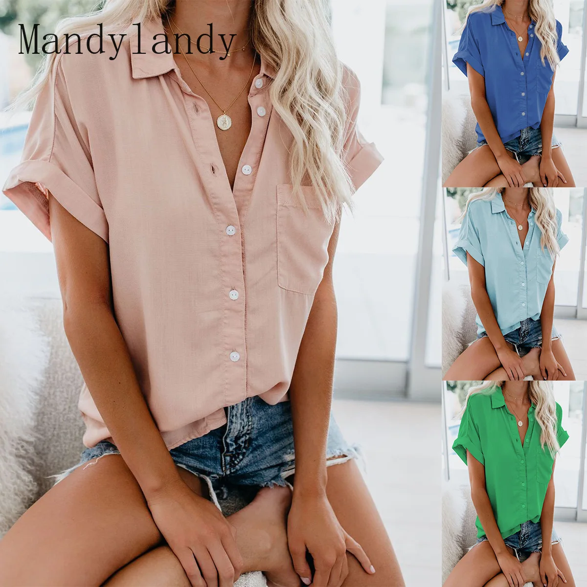 Mandylandy Women Shirts Short-Sleeved Lapel Button Shirt Tops Solid Color Loose Casual Streetwear Ladies Plus Size Shirt Top
Mandylandy Women Shirts Short-Sleeved Lapel Button Shirt Tops Solid Color Loose Casual Streetwear Ladies Plus Size Shirt Top