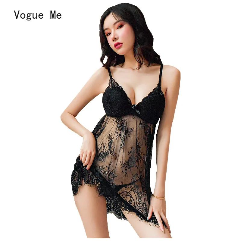Sexy Lingerie Women's Sexy Lace Nightdress with Chest Pad Steel Plate Gathered Temptation Pajamas Set
Sexy Lingerie Women's Sexy Lace Nightdress with Chest Pad Steel Plate Gathered Temptation Pajamas Set