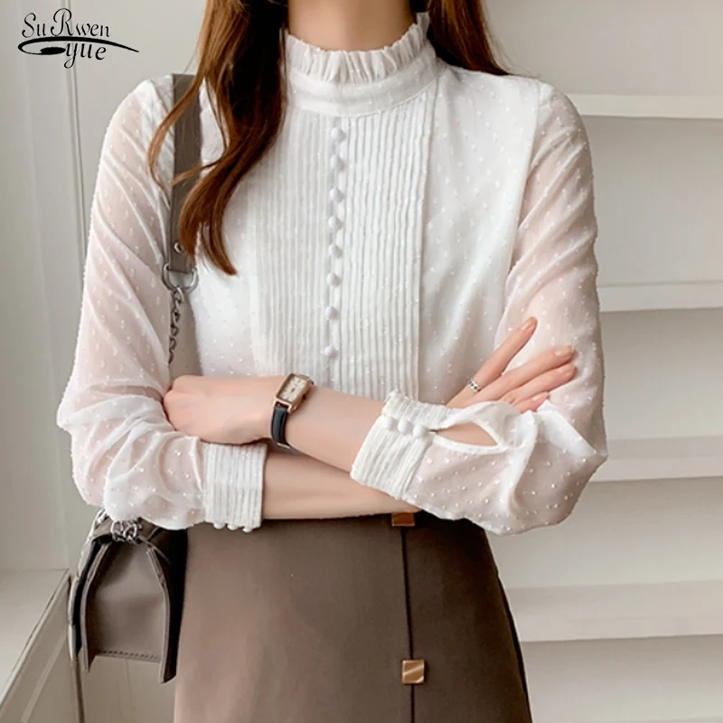 Spring Pleated Ruffle Blouse Long Sleeve Lace Chiffon Shirt Loose White Elegant Blouse Women Top Office Lady Blusas Mujer 16776
Spring Pleated Ruffle Blouse Long Sleeve Lace Chiffon Shirt Loose White Elegant Blouse Women Top Office Lady Blusas Mujer 16776
