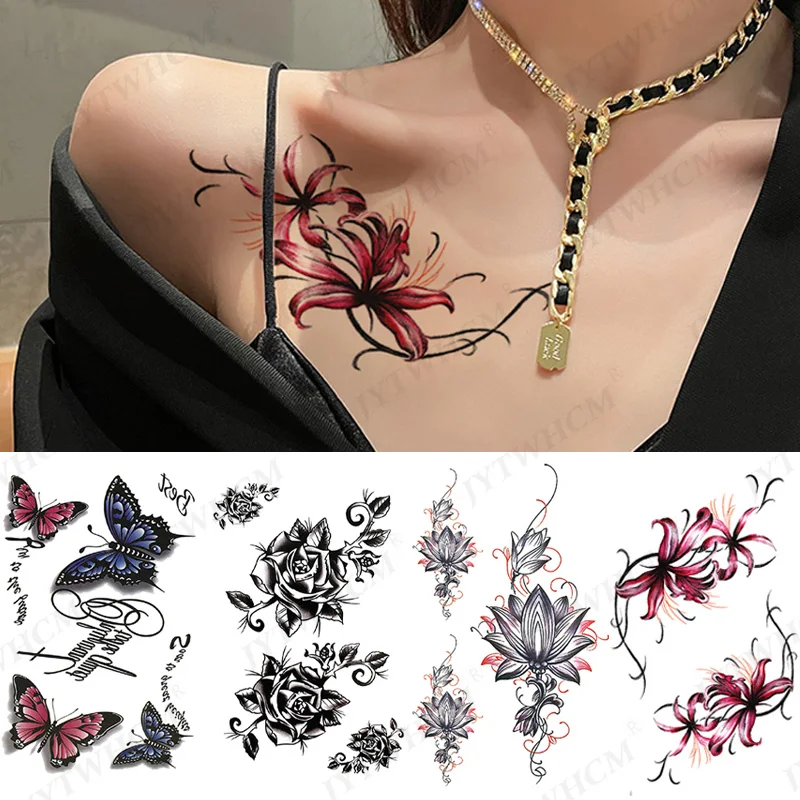 Sexy Butterfly Temporary Tattoo For Women Fake Black Flower Body Art Abstract Jewelry Chains Thorns Tatoos Sticker Girls Tattoo
Sexy Butterfly Temporary Tattoo For Women Fake Black Flower Body Art Abstract Jewelry Chains Thorns Tatoos Sticker Girls Tattoo