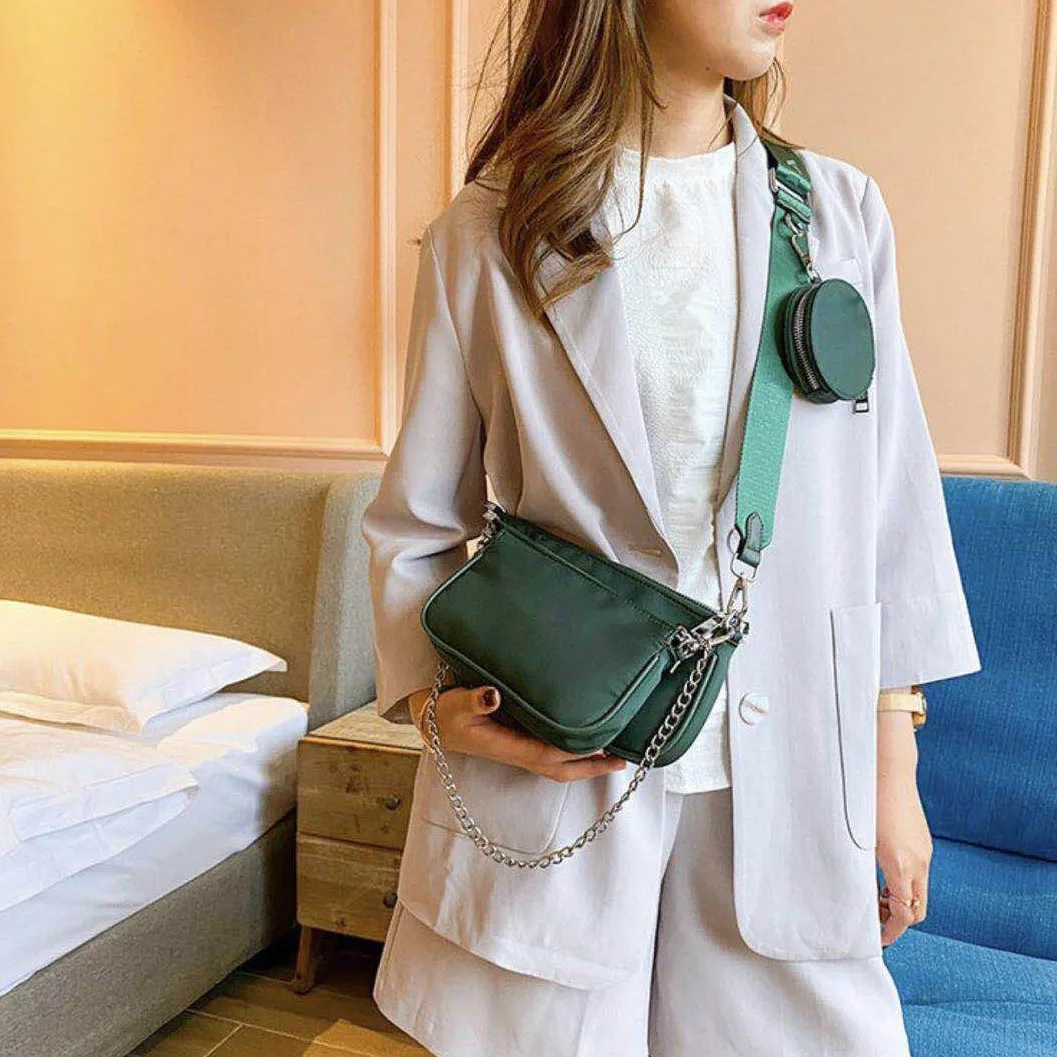 New Women's All-Match Simple Shoulder Bag with Logo Fashion Trend Casual Messenger Small Bag Chain Strap Three-Piece Set
New Women's All-Match Simple Shoulder Bag with Logo Fashion Trend Casual Messenger Small Bag Chain Strap Three-Piece Set