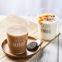 Nordic Style Ins Glass Water Cup Good Morning Home Good Morning Cup Breakfast Juice Milk Cup Restaurant Oatmeal Mug