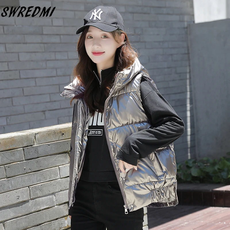 SWREDMI Glossy Warm Vest Jacket Winter Women Simple Short Waistcoat Outerwear 2021 Hooded Snow Wear Sleeveless Jacket Parka
SWREDMI Glossy Warm Vest Jacket Winter Women Simple Short Waistcoat Outerwear 2021 Hooded Snow Wear Sleeveless Jacket Parka