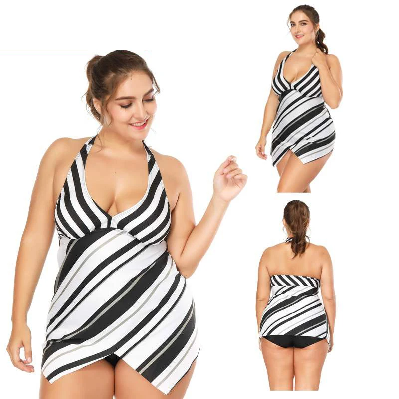 

Женский черно-белый купальник из Твила, купальные костюмы для женщин, купальные шорты с высокой талией, комплект бикини размера плюс YMBK011