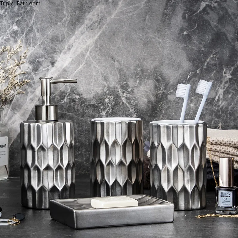 Ceramics Hotel Wash Set European Style Gargle Cup Soap Dispenser Soap Dish Bathroom Four Piece Set Decoration Accessories
Ceramics Hotel Wash Set European Style Gargle Cup Soap Dispenser Soap Dish Bathroom Four Piece Set Decoration Accessories