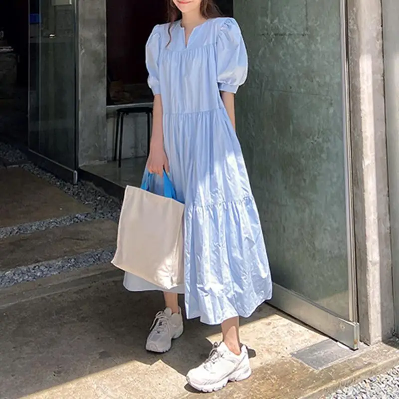 Summer Casual Sundress Ruffle Fashion Korean Vestidos Women Short Puff Sleeve Dresses 2021 Holiday Tunic Baggy Retro Robe
Summer Casual Sundress Ruffle Fashion Korean Vestidos Women Short Puff Sleeve Dresses 2021 Holiday Tunic Baggy Retro Robe