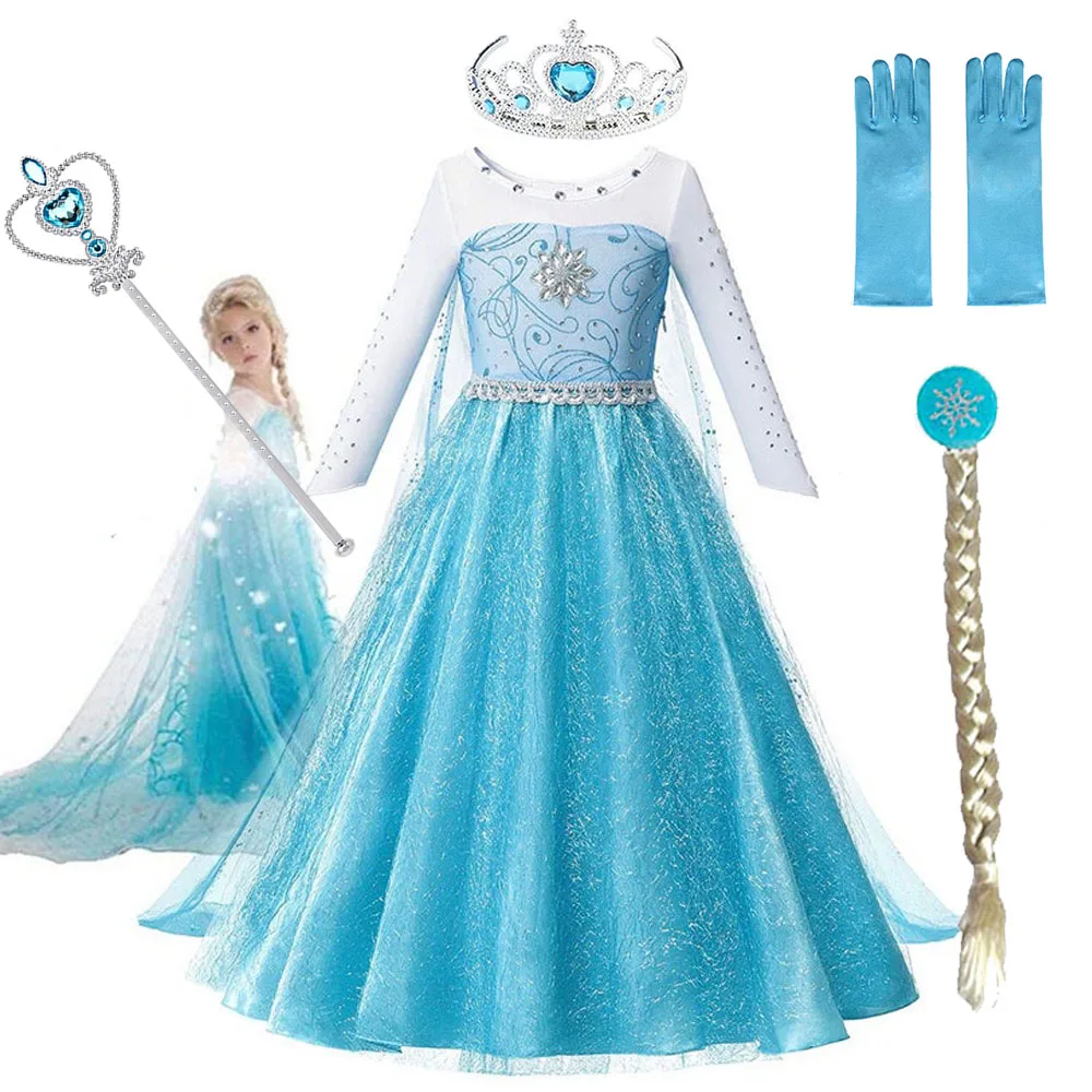 Детское платье принцессы Анны Эльзы для косплевечерние Снежной королевы детские