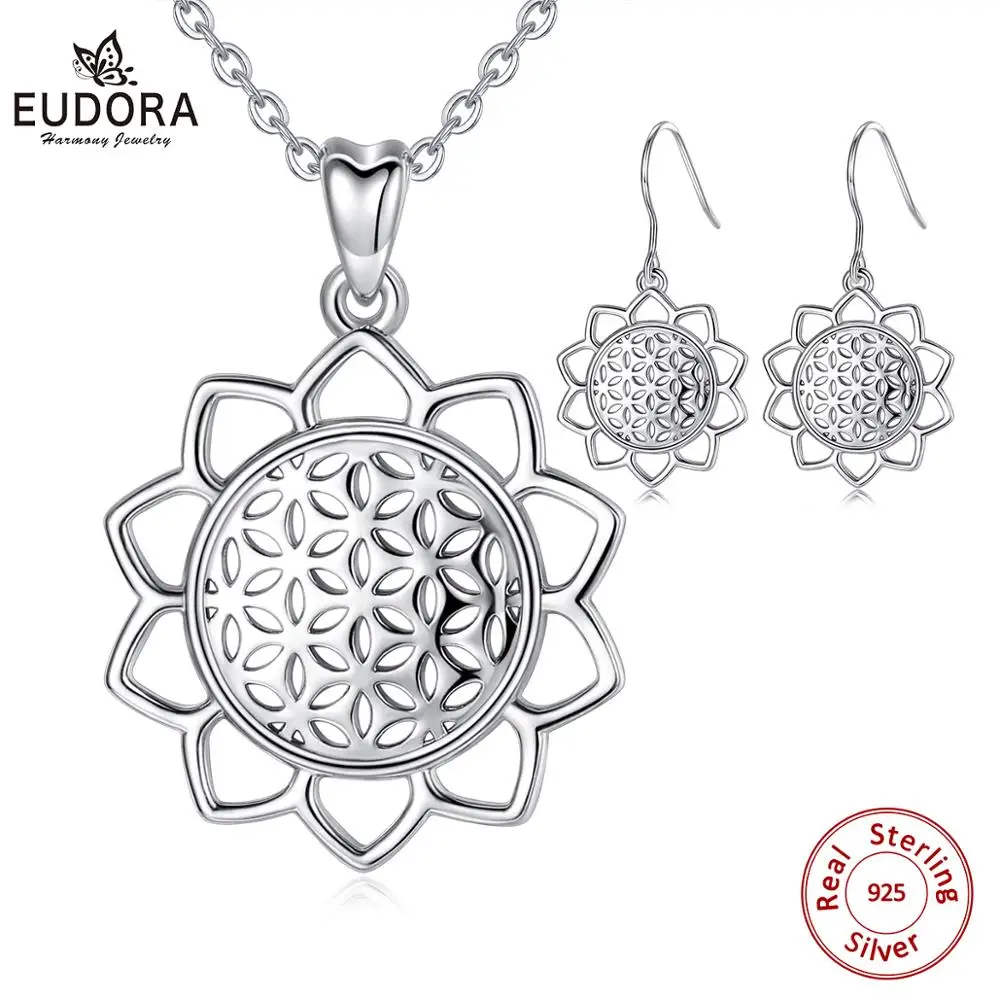 EUDORA 925 Sterling Silver Flower of Life Jewelry Set Flower of Life Necklace Pendant Geometric Flower drop earring Jewelry D420
EUDORA 925 Sterling Silver Flower of Life Jewelry Set Flower of Life Necklace Pendant Geometric Flower drop earring Jewelry D420