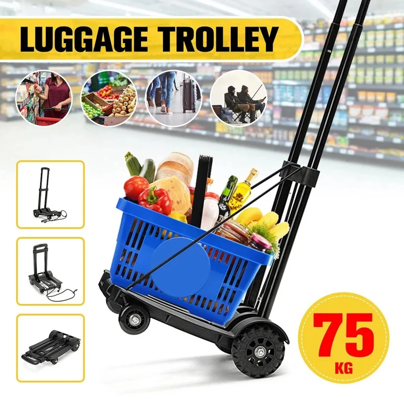 75 KG Folding Luggage Cart Portable Flatbed Luggage Easy to Carry Trolley Suitcase School Bags Shopping Carts
75 KG Folding Luggage Cart Portable Flatbed Luggage Easy to Carry Trolley Suitcase School Bags Shopping Carts