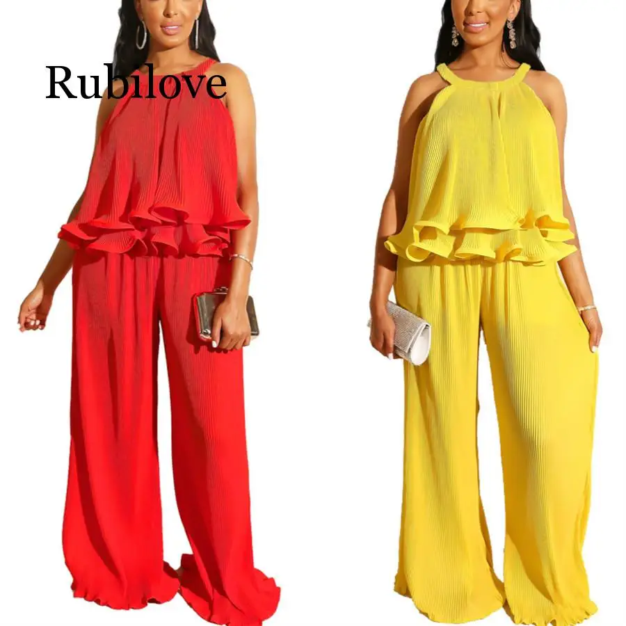 Pleated Ruffle 2 Piece Outfits for Women Summer Loose Tank Top and Wide Leg Pants Summer Festival Clothing Two Piece Set
Pleated Ruffle 2 Piece Outfits for Women Summer Loose Tank Top and Wide Leg Pants Summer Festival Clothing Two Piece Set