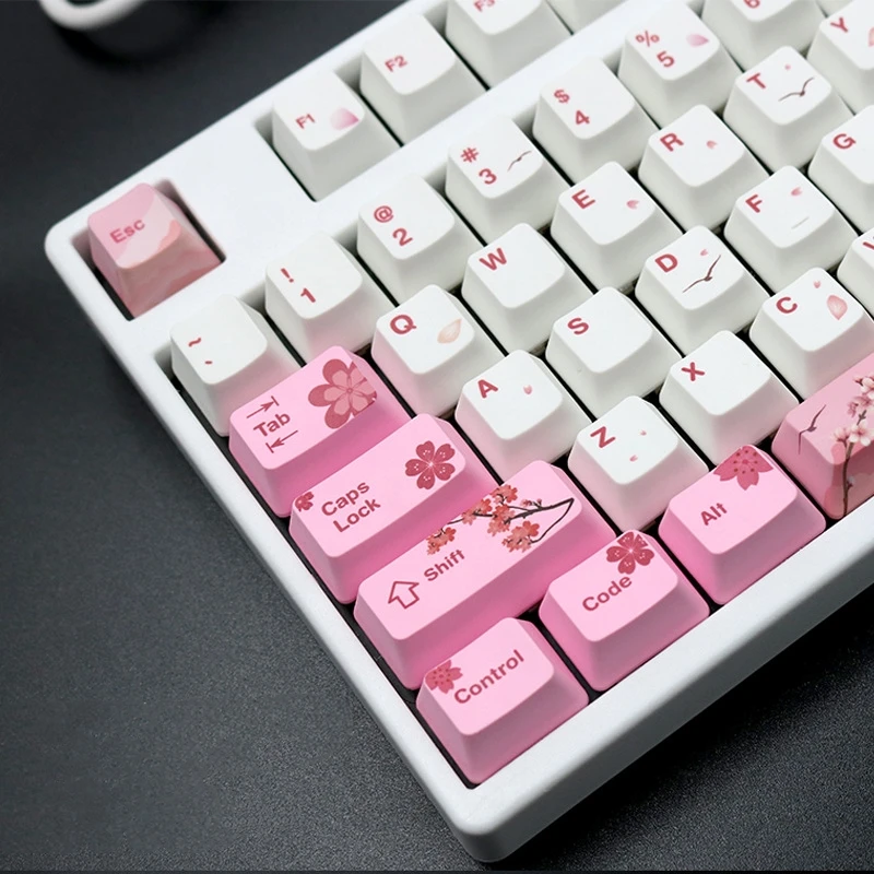 

104 клавиш, PBT, розовые зеркальные клавиши, набор для замены клавиатуры, аксессуары для клавиатуры, яркие большие совместимые клавиши