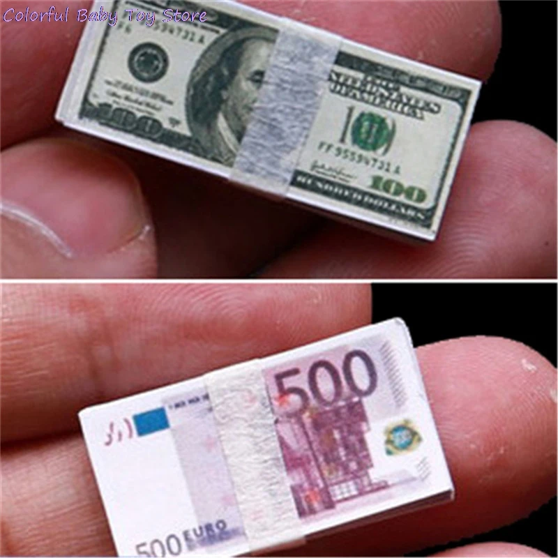 

Креативные миниатюрные банкноты в масштабе 1/12 в долларах евро, детские игрушки, подарки, Миниатюрные аксессуары для кукольного домика
