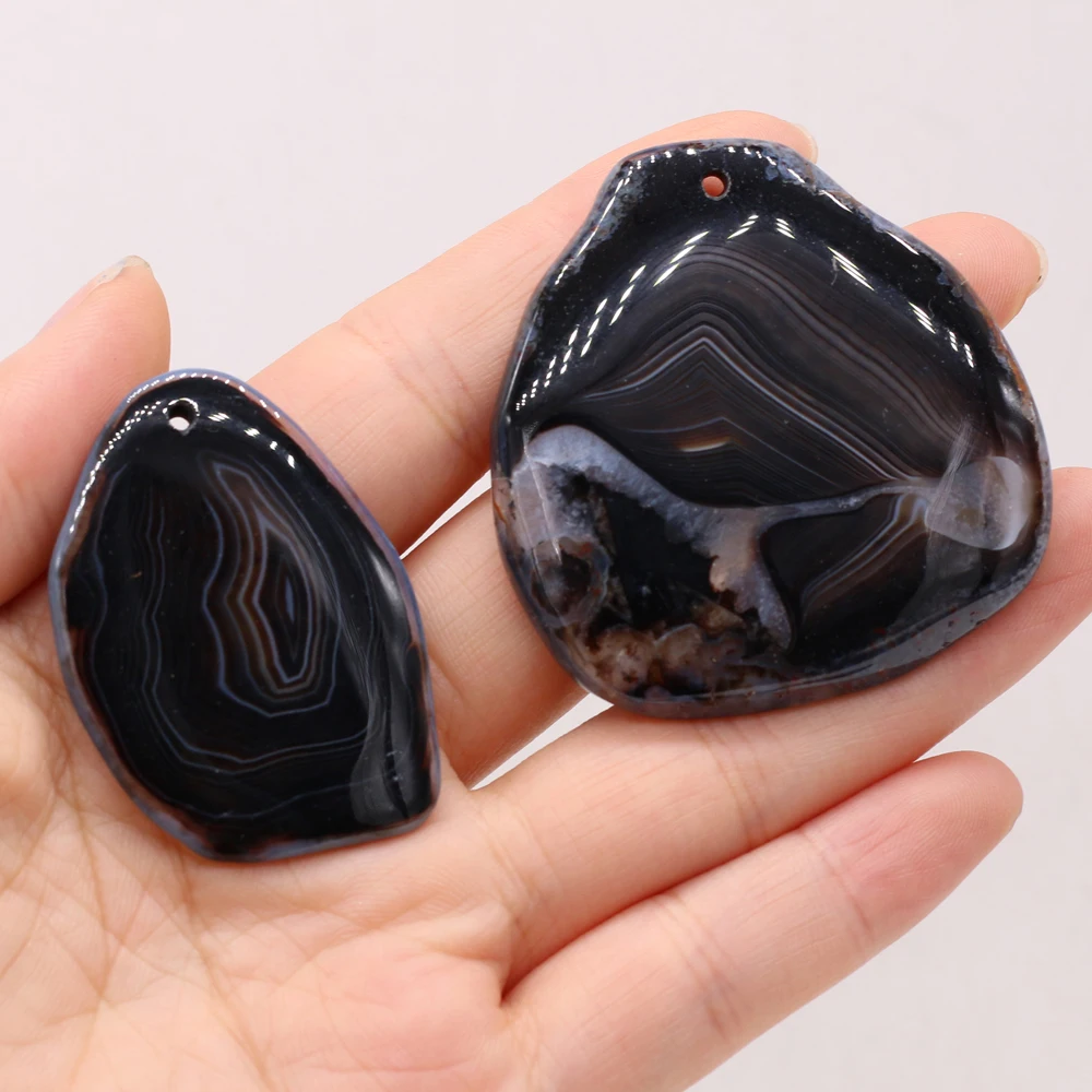 Natural Stone Gem Irregular Black Striped agate Bead Pendant DIY Necklace Sweater Chain Jewelry Accessories Gift Making 30-45mm |