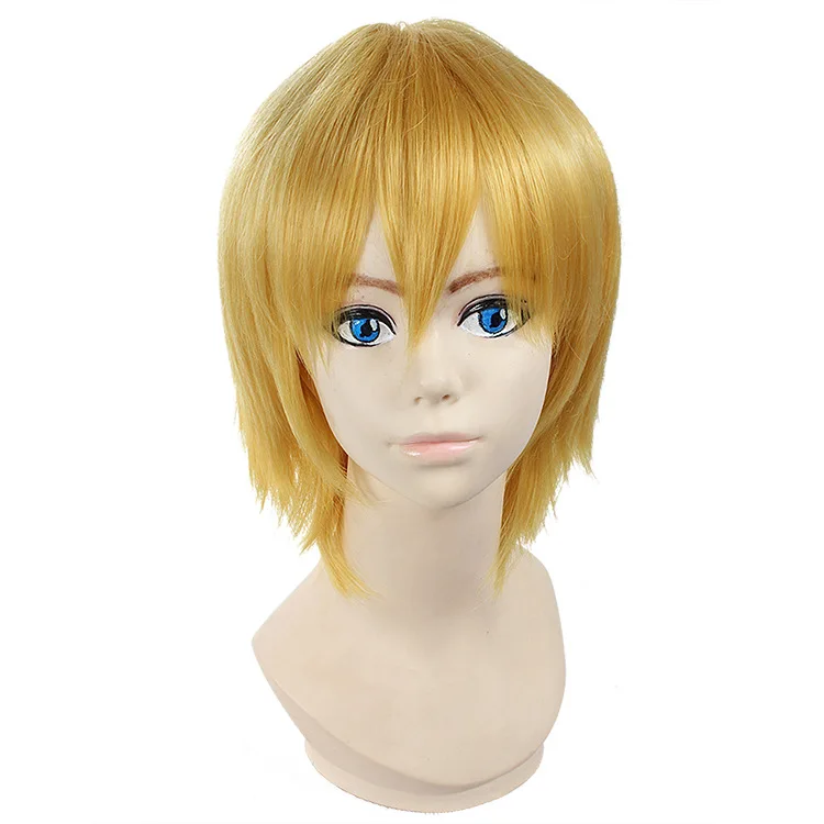 

Anime Hunter x Hunter Kurapika Kurta Wig Short Blonde Yellow Heat Resistant Synthetic Hair Cosplay Wigs + Cosplay Accessories