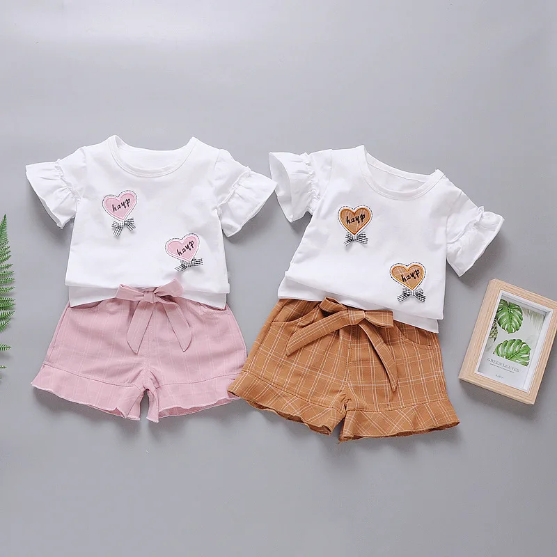 New Two Pieces Sweet Girls Clothing Sets Summer Love Printed T-shirt+ Shorts Baby Sets Fashion Girls Clothes Suit Casual Outfits
New Two Pieces Sweet Girls Clothing Sets Summer Love Printed T-shirt+ Shorts Baby Sets Fashion Girls Clothes Suit Casual Outfits