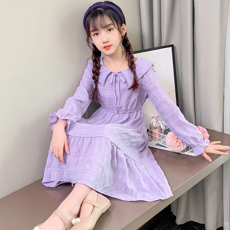 Girls spring and autumn new long-sleeved doll collar dress princess children mid-length P4540
Girls spring and autumn new long-sleeved doll collar dress princess children mid-length P4540