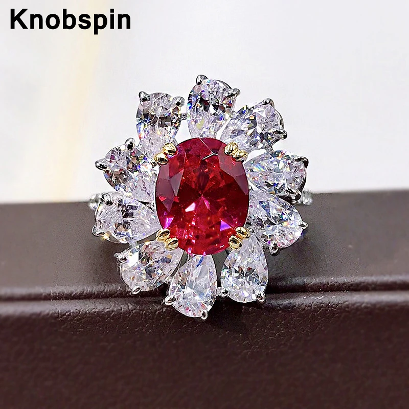 Knobspin Classic 925 Silver High Carbon Diamond Rings 8*10mm Ruby Full Diamonds Anniversary Ring Proposal Fine jewelry Wholesale
Knobspin Classic 925 Silver High Carbon Diamond Rings 8*10mm Ruby Full Diamonds Anniversary Ring Proposal Fine jewelry Wholesale