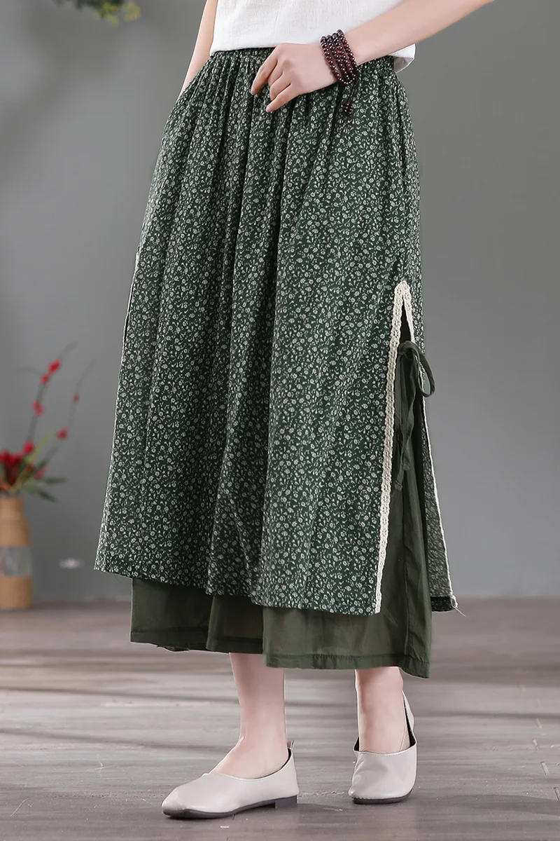 Literature Art Retro Cotton Linen Floral Lace Stitching Skirt Female Spring Summer Side Slit Double-Layer Floral Midi Skirt
Literature Art Retro Cotton Linen Floral Lace Stitching Skirt Female Spring Summer Side Slit Double-Layer Floral Midi Skirt