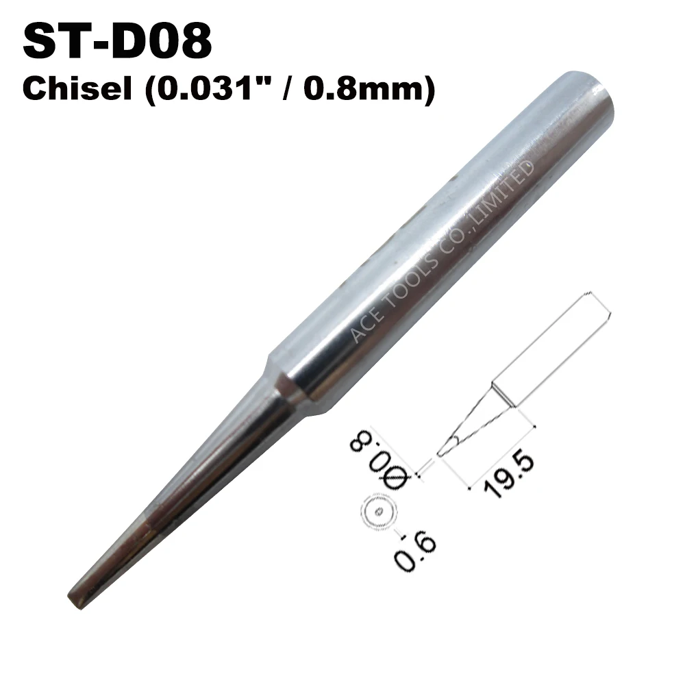 ST D08 паяльное жало зубило 0 8 мм подходят Веллер SP40L SP40N SPG40 WP25 WP30 WP35 WLC100 заменить