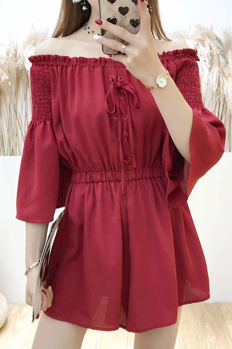 jumpsuit women summer 2020 Playsuit Sexy Overalls Ladies Rompers Slash-Neck Ruffle Body Femme Solid Red
jumpsuit women summer 2020 Playsuit Sexy Overalls Ladies Rompers Slash-Neck Ruffle Body Femme Solid Red