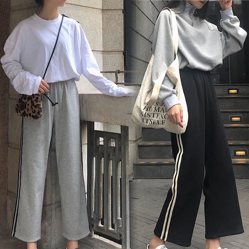 Women Casual Wide Leg Cropped Pants Korean Style Sports Loose High Waist Trousers TC21
Women Casual Wide Leg Cropped Pants Korean Style Sports Loose High Waist Trousers TC21