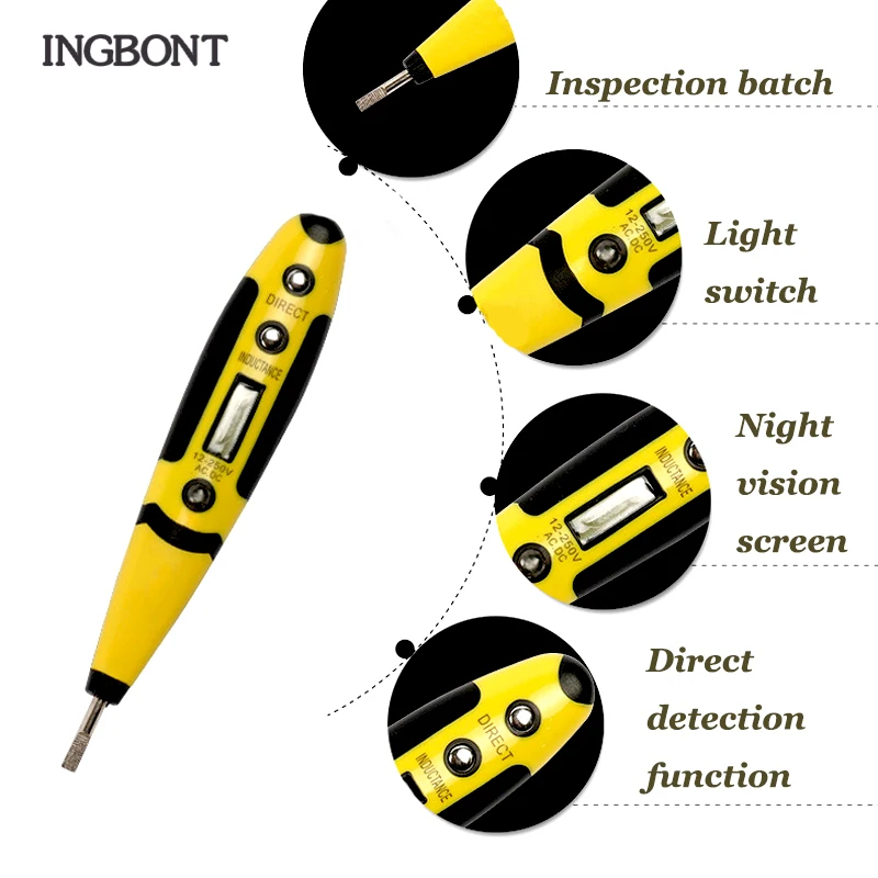 INGBONT Multi-Function LCD Digital Test Pen With Night Vision12-250VAC/DC Outlet Circuit Voltage Detector Electrical Screwdriver
INGBONT Multi-Function LCD Digital Test Pen With Night Vision12-250VAC/DC Outlet Circuit Voltage Detector Electrical Screwdriver