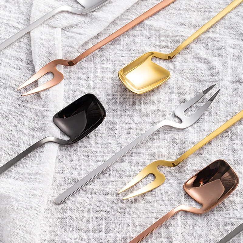 Stainless Steel Coffee Spoon Fruit Fork Color Ice Cream Spoon Long Handle Creative Cake Fork Kitchen Dessert Tools Accessories
Stainless Steel Coffee Spoon Fruit Fork Color Ice Cream Spoon Long Handle Creative Cake Fork Kitchen Dessert Tools Accessories