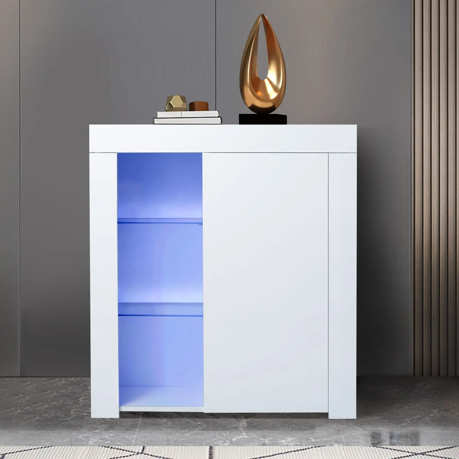 Kitchen Sideboard Cupboard White/Black High Gloss W/Blue LED Light Entryway Living Room Side Storage Cabinet W/Shelves&Door
Kitchen Sideboard Cupboard White/Black High Gloss W/Blue LED Light Entryway Living Room Side Storage Cabinet W/Shelves&Door