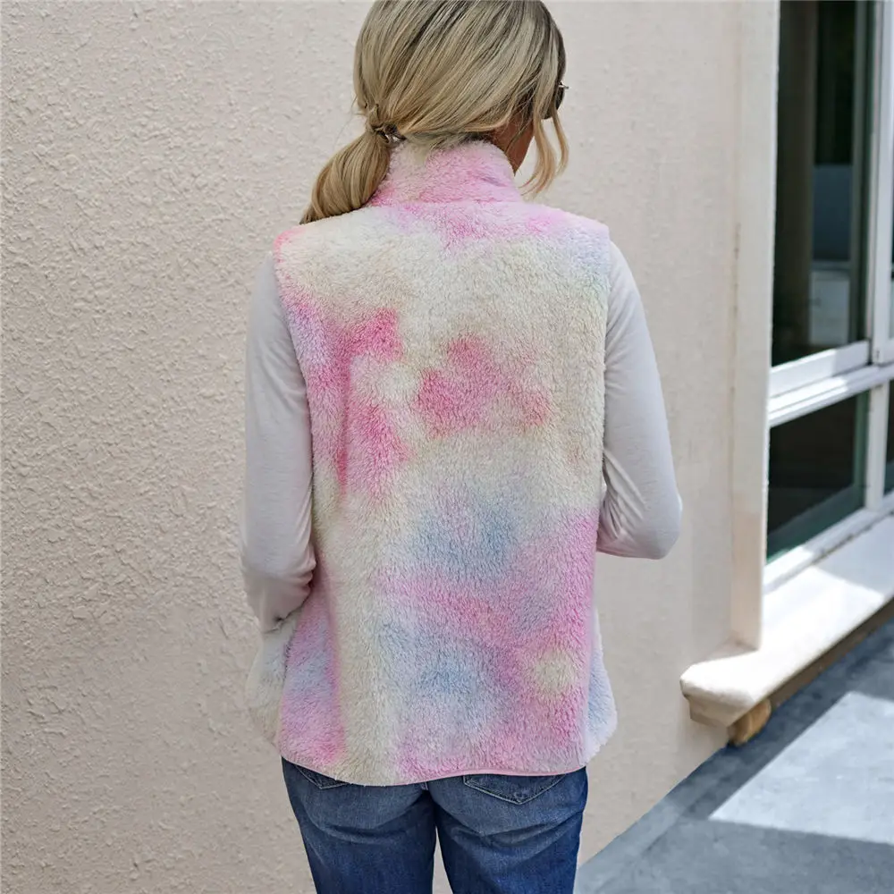 Women Tie-Dyed Fleece Vest Fluffy Sherpa Sweater Zipper Cardigan Winter Warm Streetwear Colorful Teddy Vest Sweaters
Women Tie-Dyed Fleece Vest Fluffy Sherpa Sweater Zipper Cardigan Winter Warm Streetwear Colorful Teddy Vest Sweaters