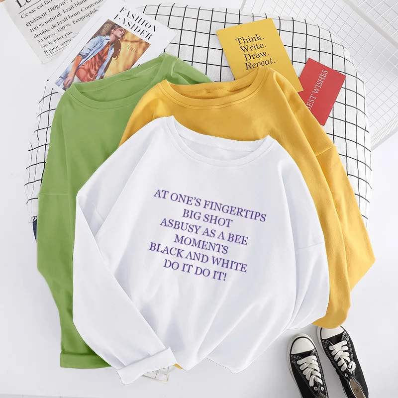 Cotton Cotton New Long Sleeve T Shirt Women Autumn Casual Round Neck Letter Print Loose Top
Cotton Cotton New Long Sleeve T Shirt Women Autumn Casual Round Neck Letter Print Loose Top