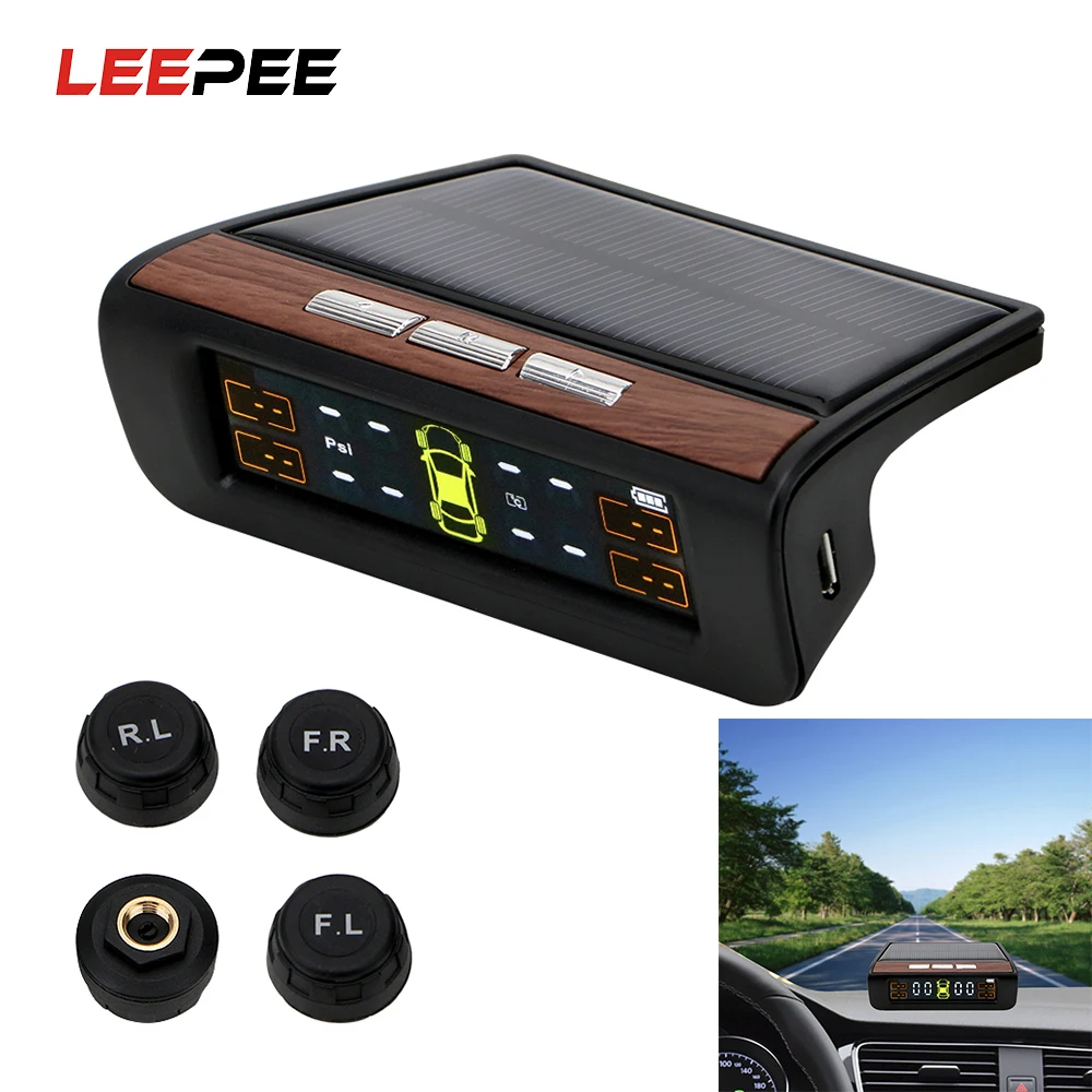LEEPEE Car TPMS Digital LCD Display Solar Power Tyre Pressure Monitoring System Auto Security Alarm Systems Monitor
LEEPEE Car TPMS Digital LCD Display Solar Power Tyre Pressure Monitoring System Auto Security Alarm Systems Monitor