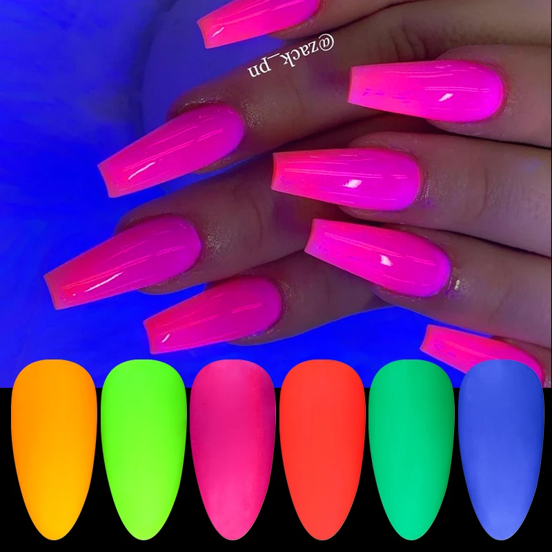 12 pcs Neon Fluorenscence Nail Powder Blue Red Colorful Glitters Set iridescent Flakes Art Sequins Decor | Красота и здоровье